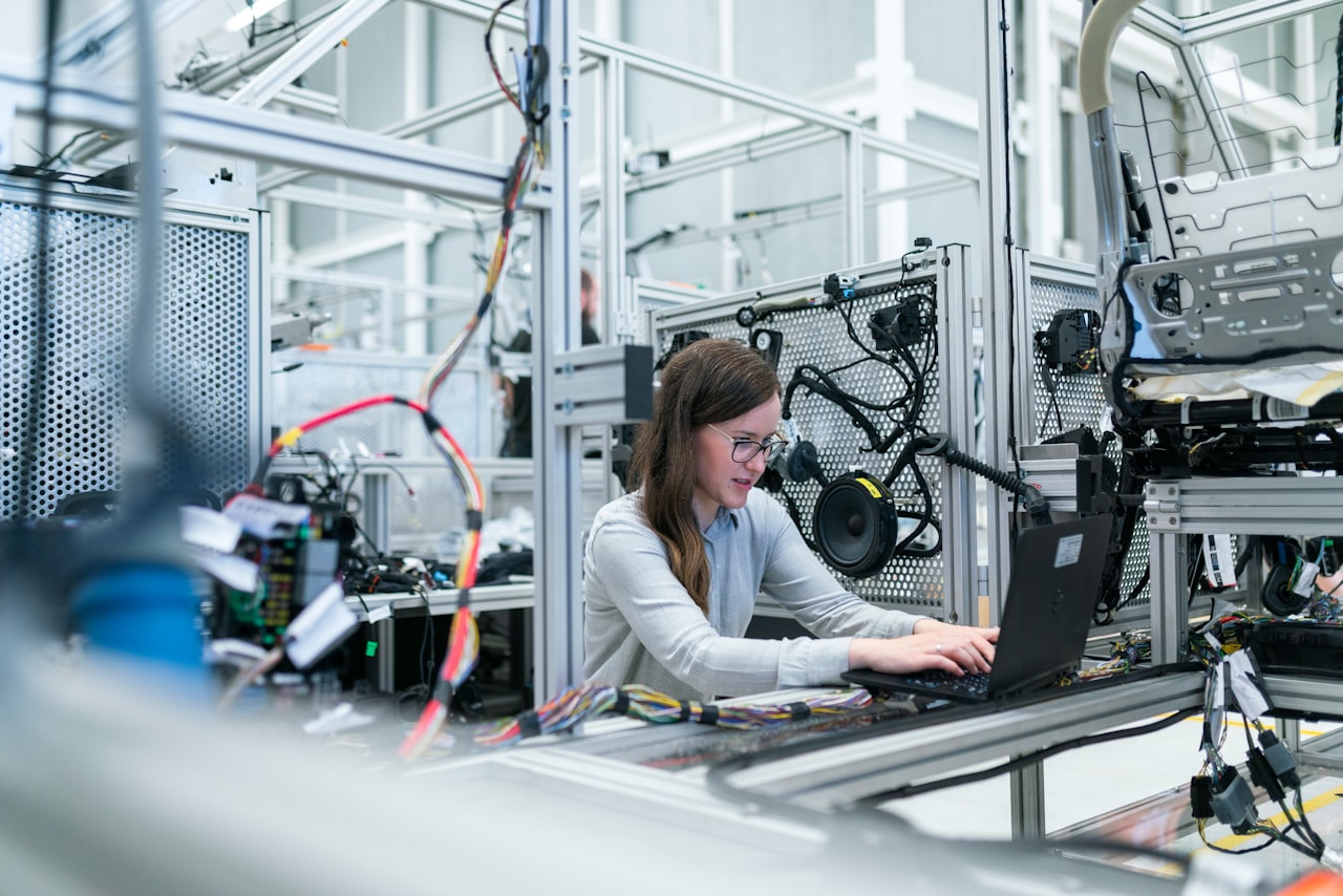 Controls engineer working on an industrial automation system