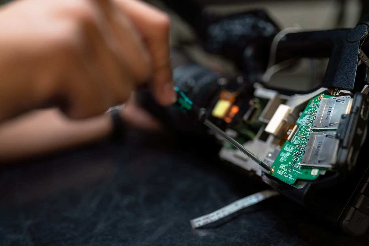 Close-up of control hardware and circuit boards